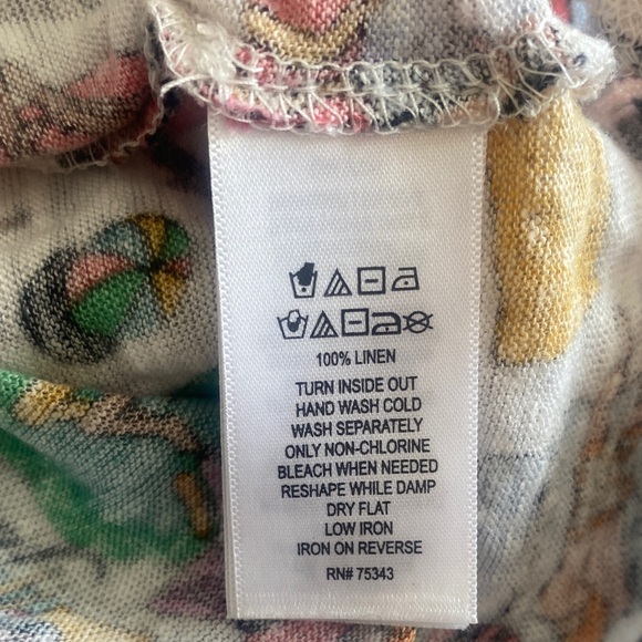 Nicole Miller Linen Short Sleeve Top Vacation Beach Print - Picture 5 of 5